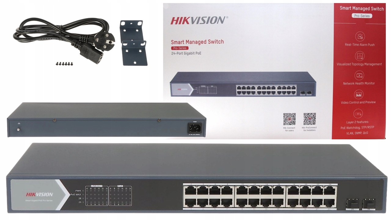Switch PoE Hikvision DS-3E1526P-SI 24POE, 370W, Smart
