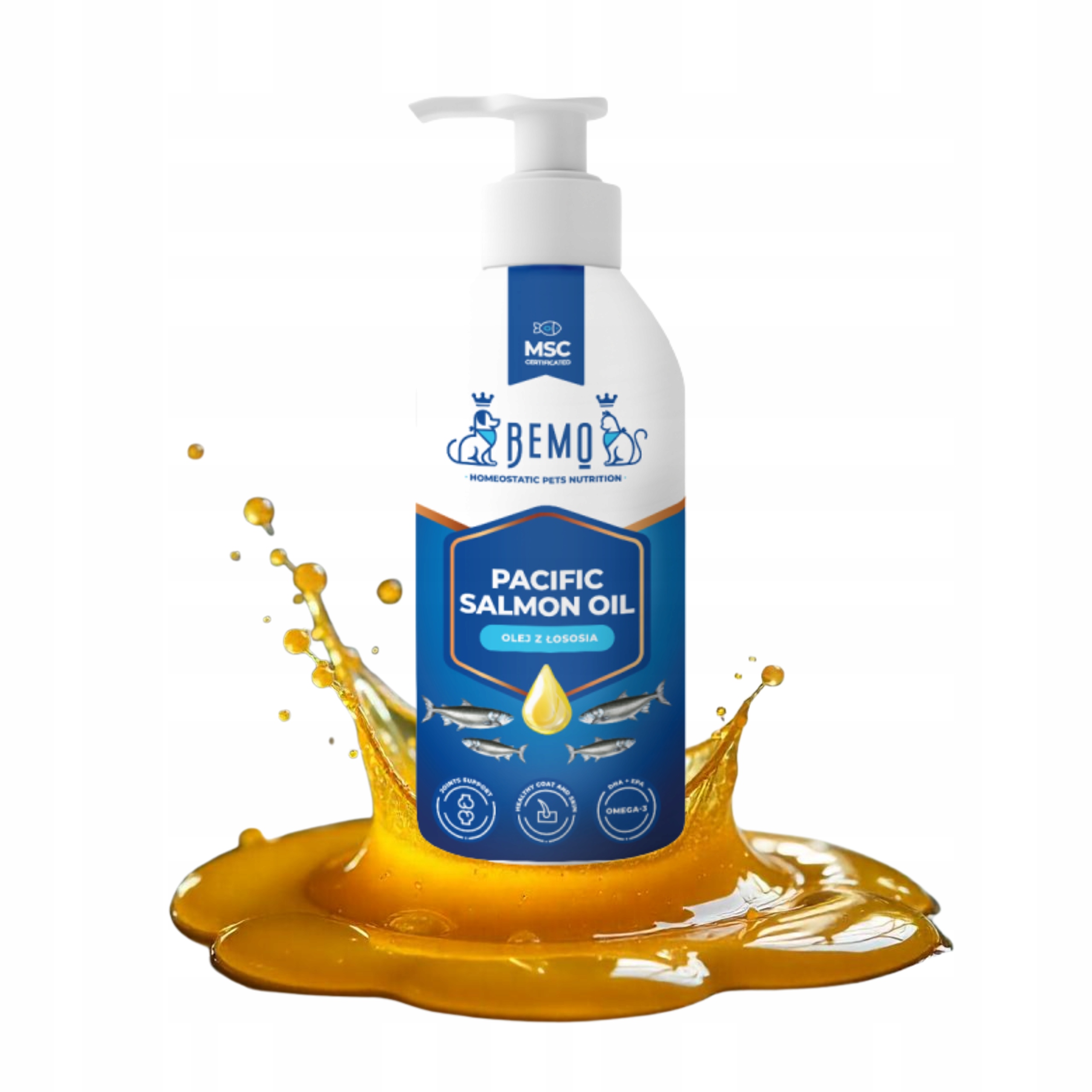 Levně Tran olej pro psa kočku Bemo Pacific Salmon Oil 500 ml s lososem na srst