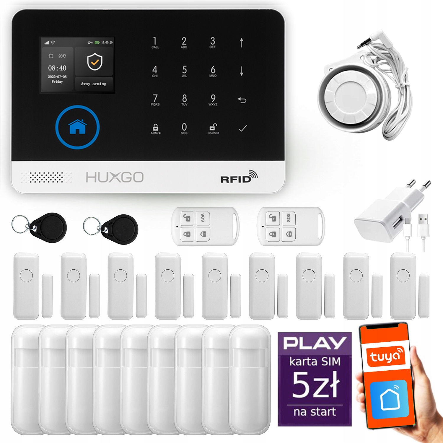 Bezdrôtový alarm Gsm WiFi s aplikáciou Tuya, sada Huxgo HXA003