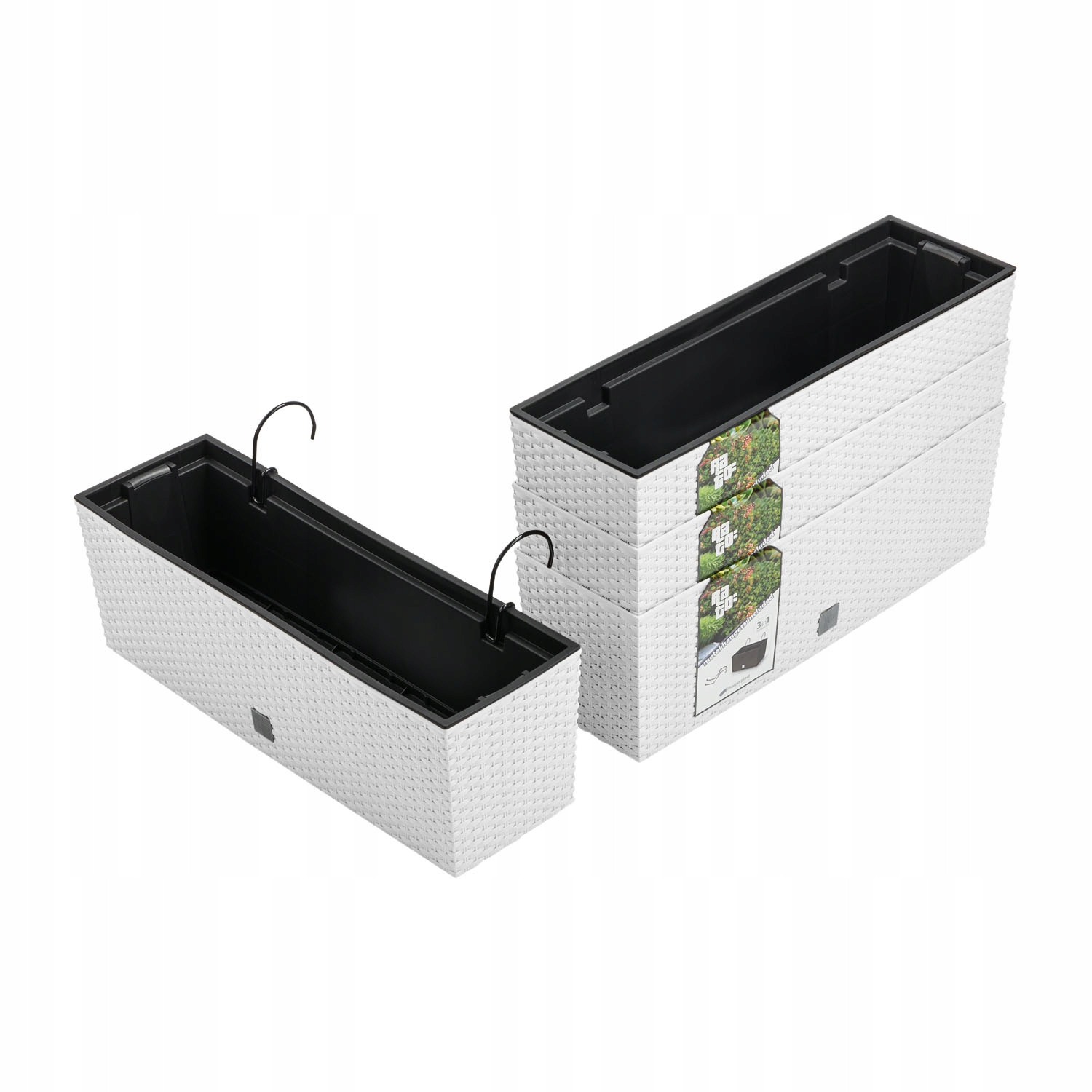 

4x Doniczka balkonowa DRC600W rattanowa z hakami