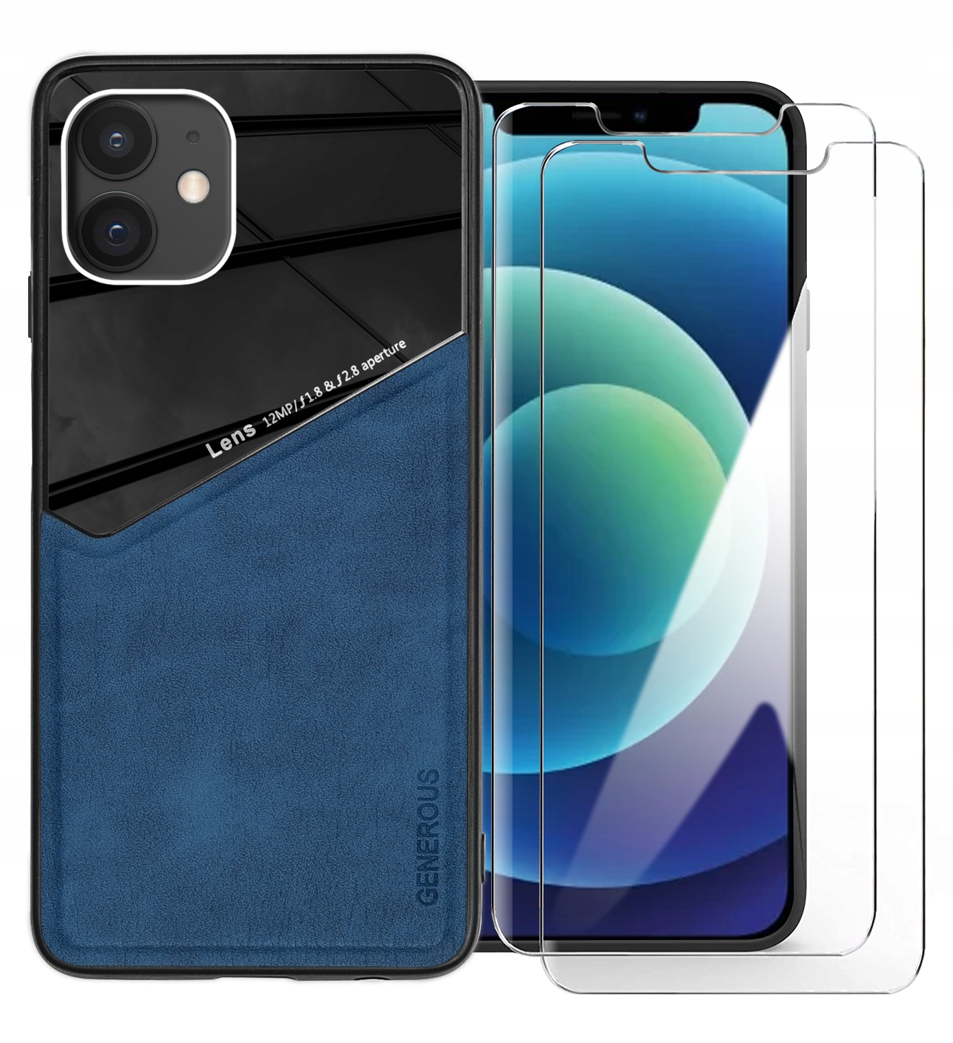 

Etui Skórzane Lens 2x Szkło 9H do iPhone 12