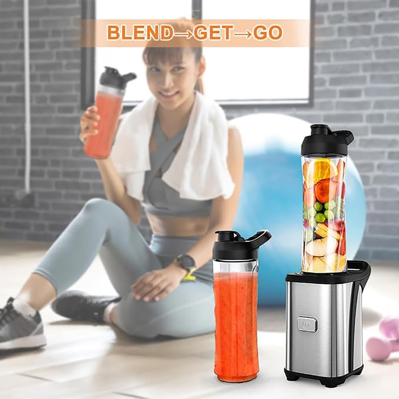 ENFMAY Blender Do Smoothie 350W Z 2x600ml Butelkami Srebrny Blender — miniatura 4