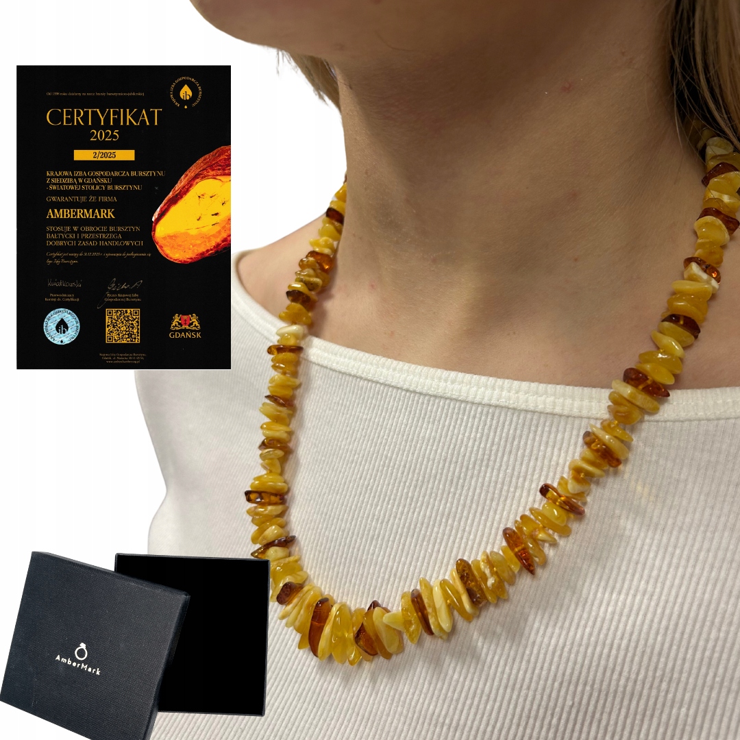 Náhrdelník z jantaru, jantarové korálky, náhrdelník koňakový mléčný korálky