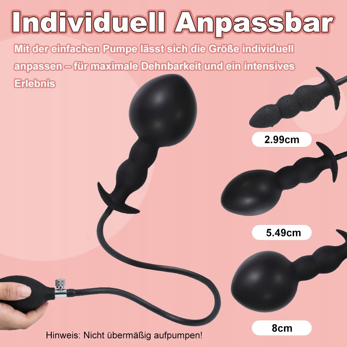 AUFBLASBAR Analny Korek Dmuchany Z Pompą Regulowany Dildo BDSM Zabawka — miniatura 2