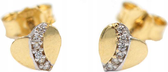 Zlaté náušnice 585 srdíčka s řadou zirkonů 0,88 g, elegantní jako dárek