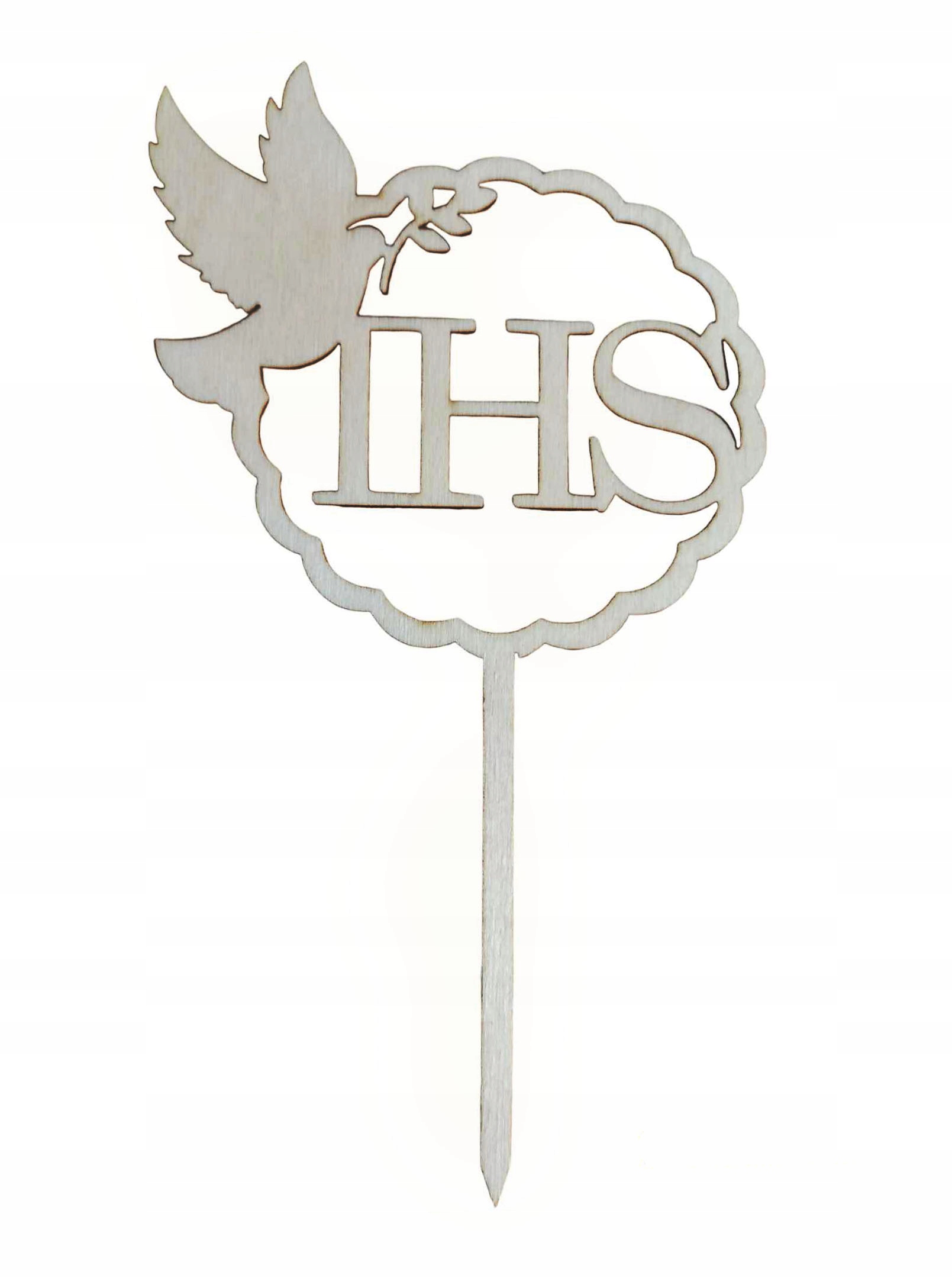 

Topper tort Ihs z gołębiem sklejka Komunia