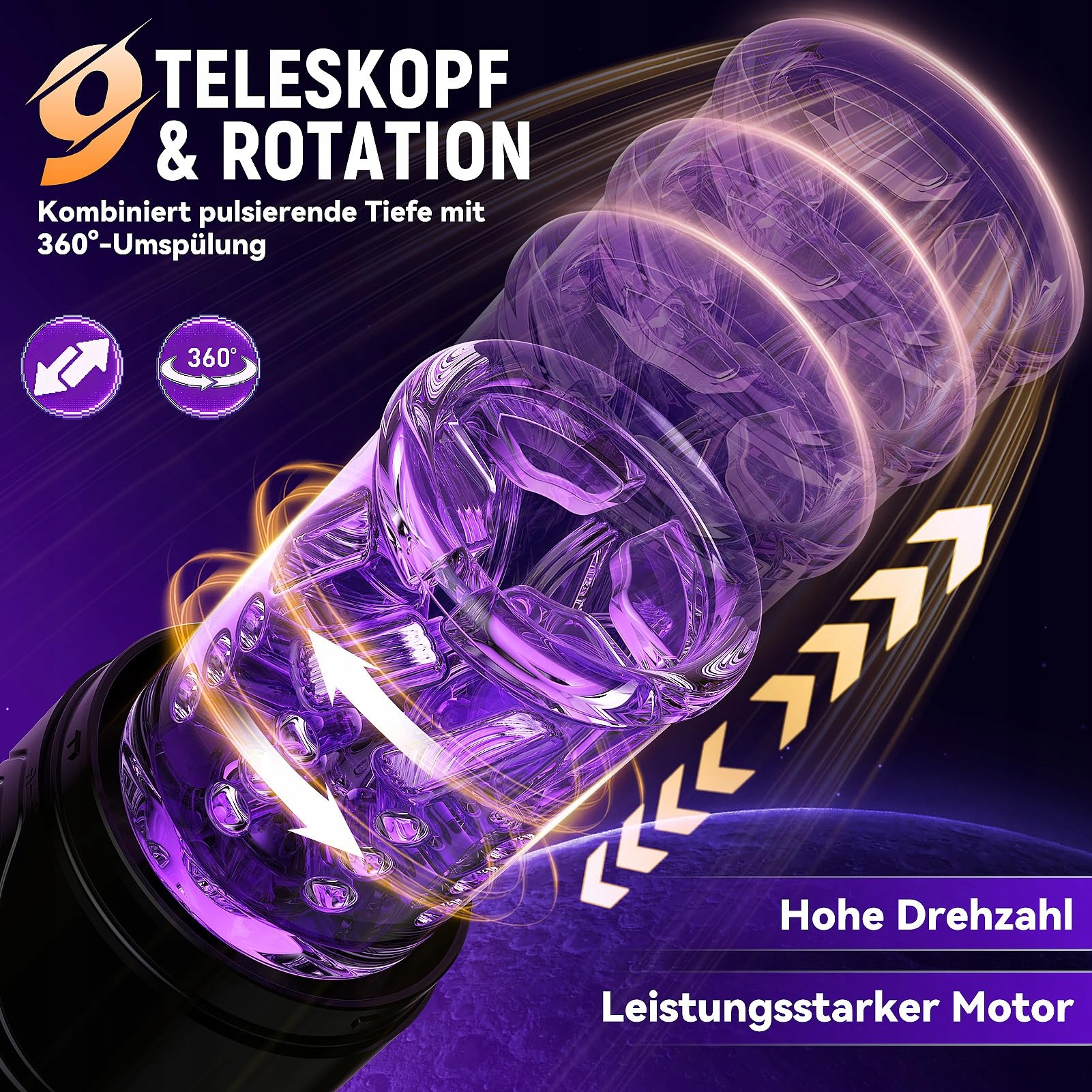 ELECTRIC MASTURBATOR Dla Mężczyzn Z 9 Trybami Teleskopowymi i Rotacyjnymi — miniatura 3