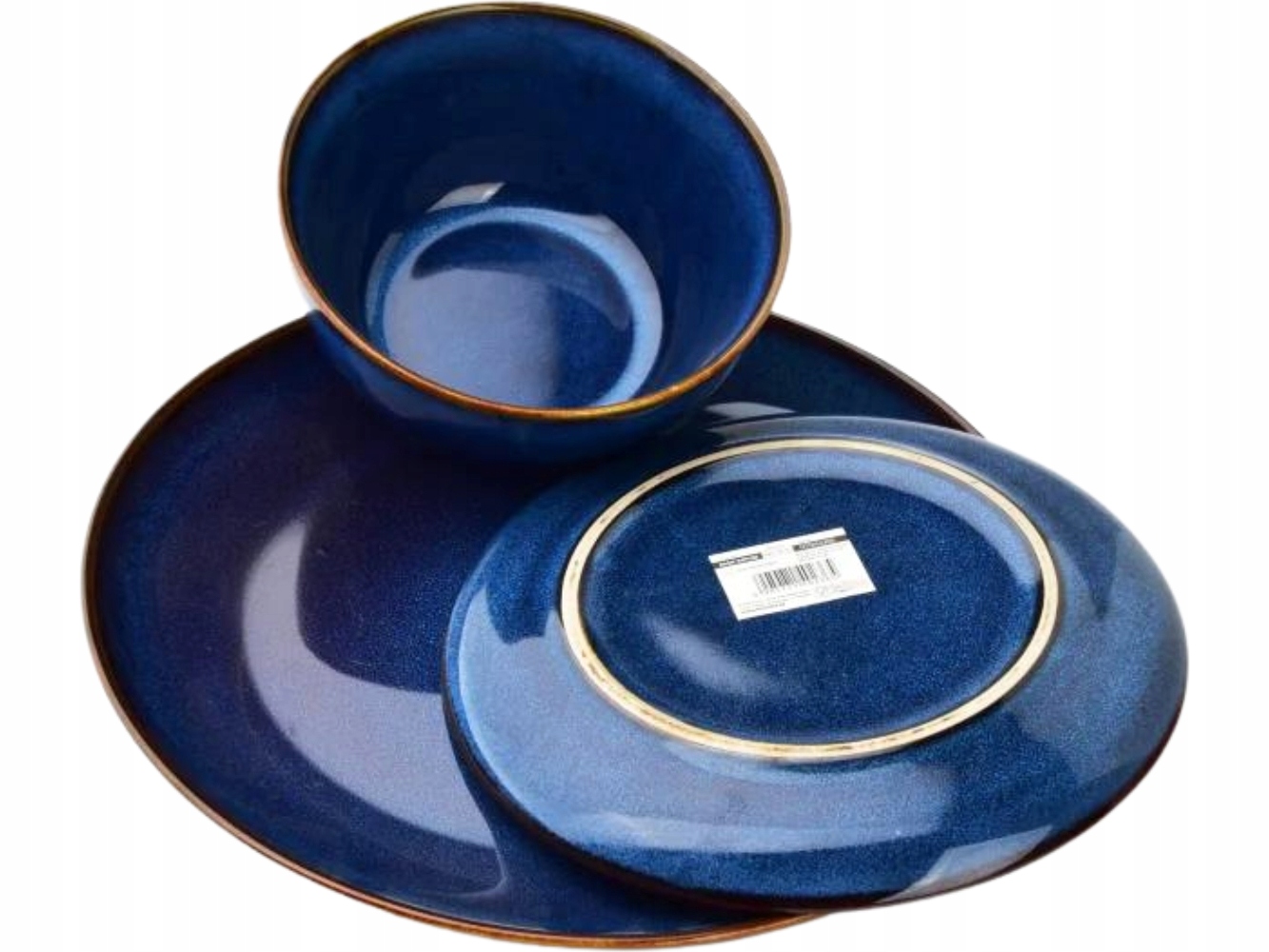 BASIC NATURE Ceramiczny duży TALERZ TALERZYK Deserowy 21 cm - NIEBIESKI Marka Mondex