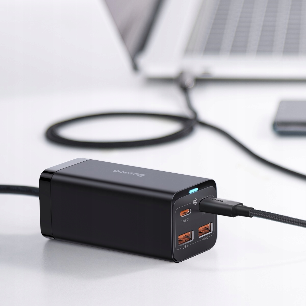 BASEUS ŁADOWARKA SIECIOWA LISTWA ZASILAJĄCA ZASILACZ 4x USB USB-C QC4 100W Kolor czarny