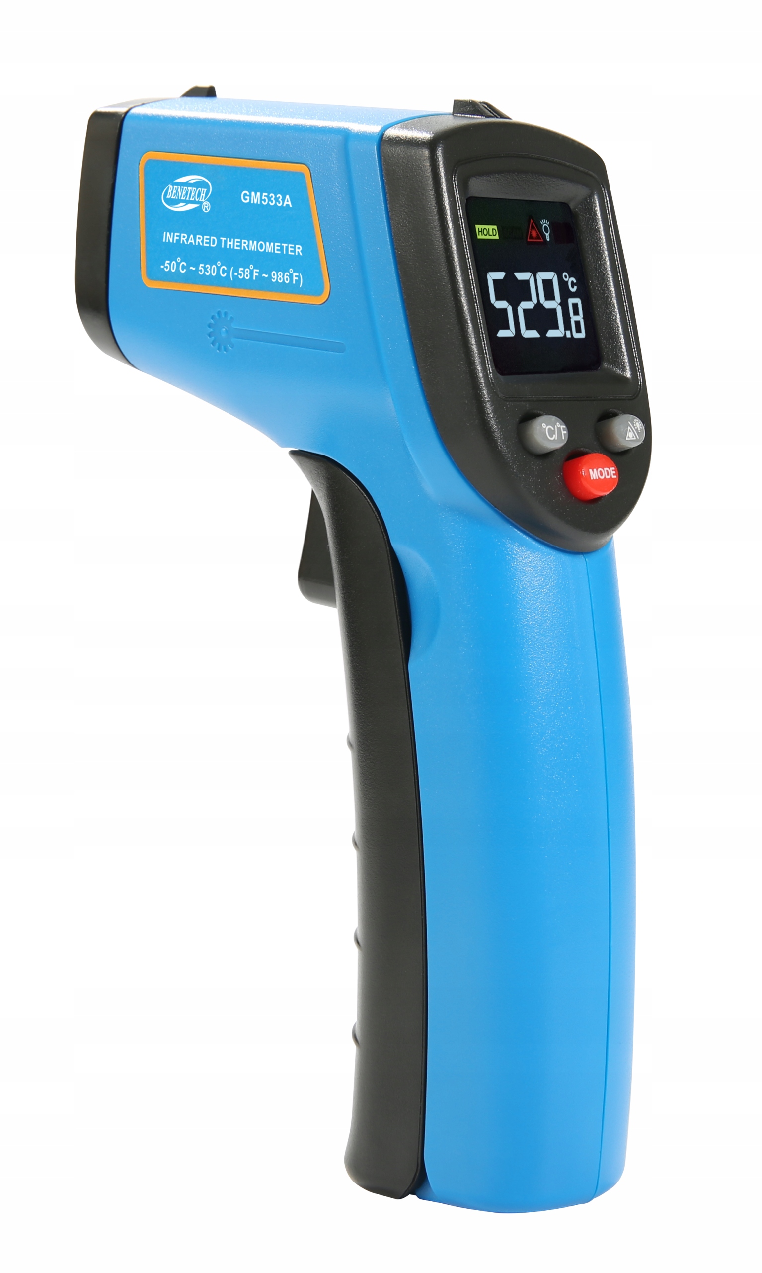 Pirometr Termometr Laserowy Bezdotykowy -50°C +530°C LCD Precyzyjny Pomiar Marka Benetech