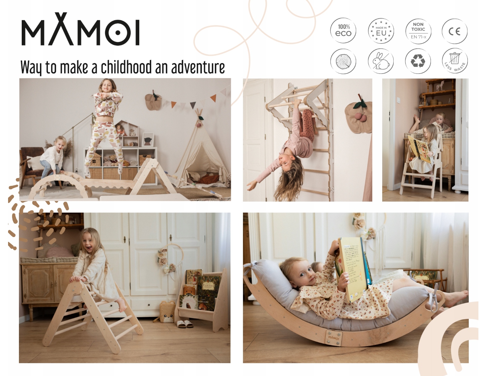 MAMOI bujak drabinka bujaczek drewniany dla dzieci Materiał drewno