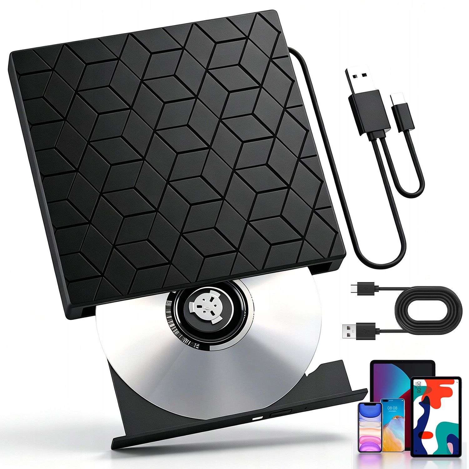 Externí Jednotka Cd-r DVD Usb Rekordér Pro Notebook Pc Přenosný Přehrávač