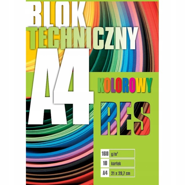 

Blok Techniczny A4 szkolny 10 kartek Kolorowy mix
