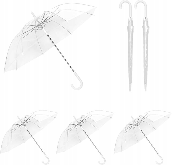 Dešťový Deštník Průhledný Ø 100 cm Set 6 Kusů