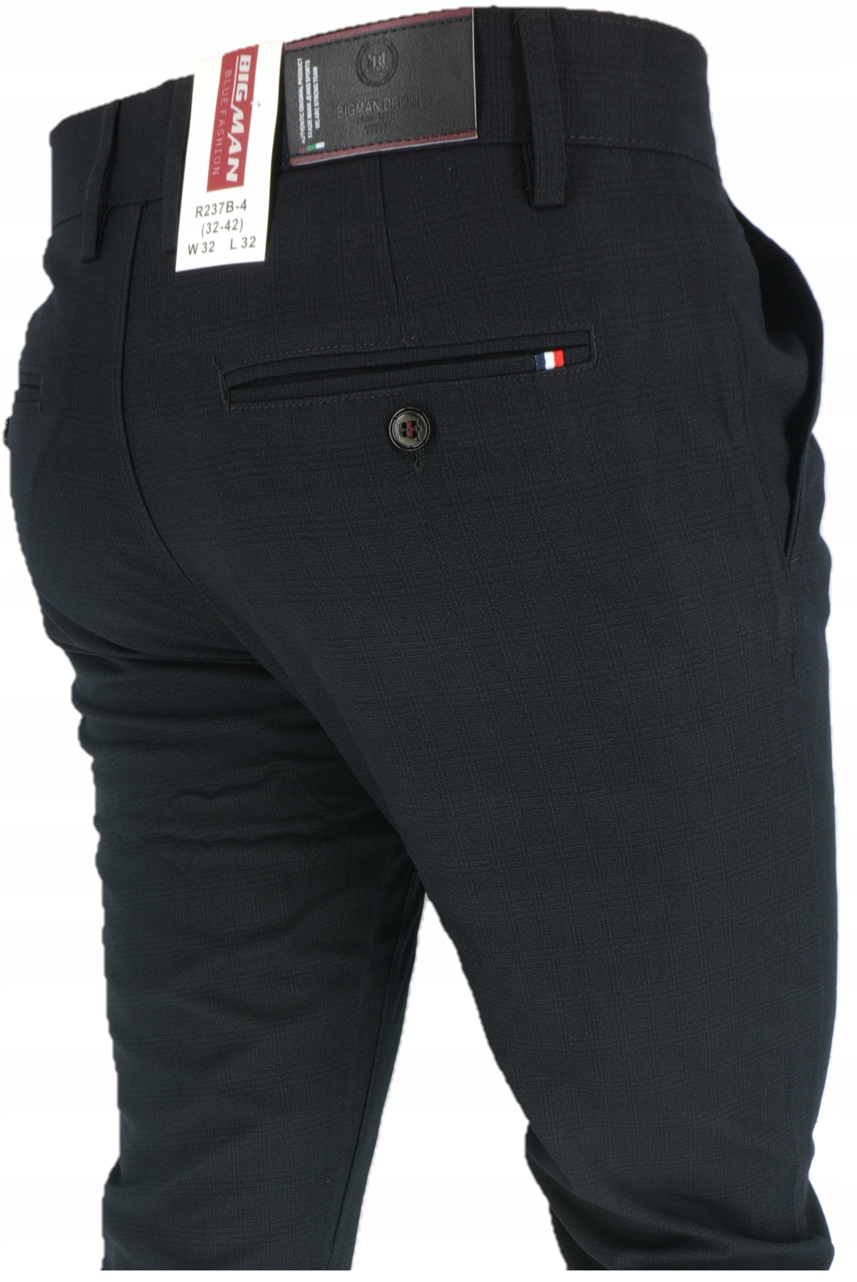 Spodnie Męskie Wizytowe Czarna Delikatna Krata B L32 W35