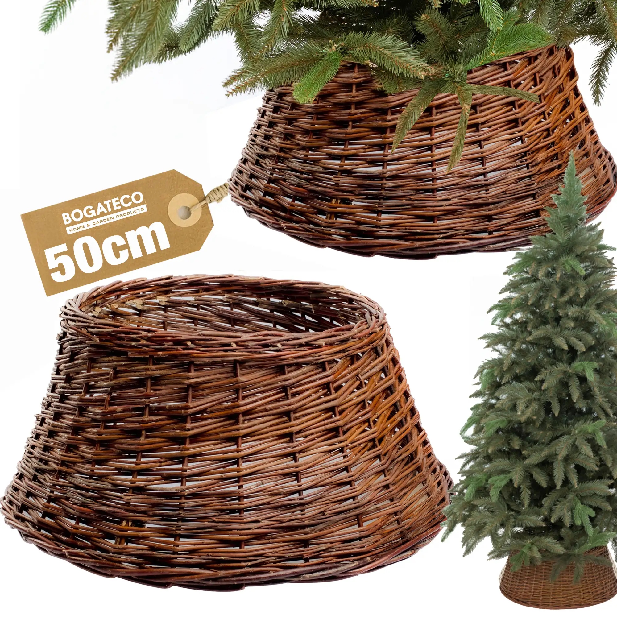 Proutěný Kryt Na Stojan Pod Vánoční Stromeček 50 CM, Obal Na Vánoční Stromek, Hnědý