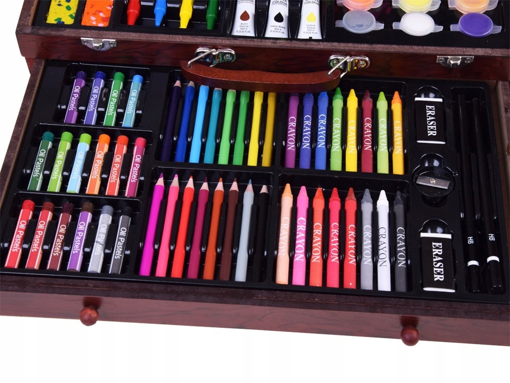 Zestaw artystyczny drewniana walizka 123ele AP0004 Kolor czarny