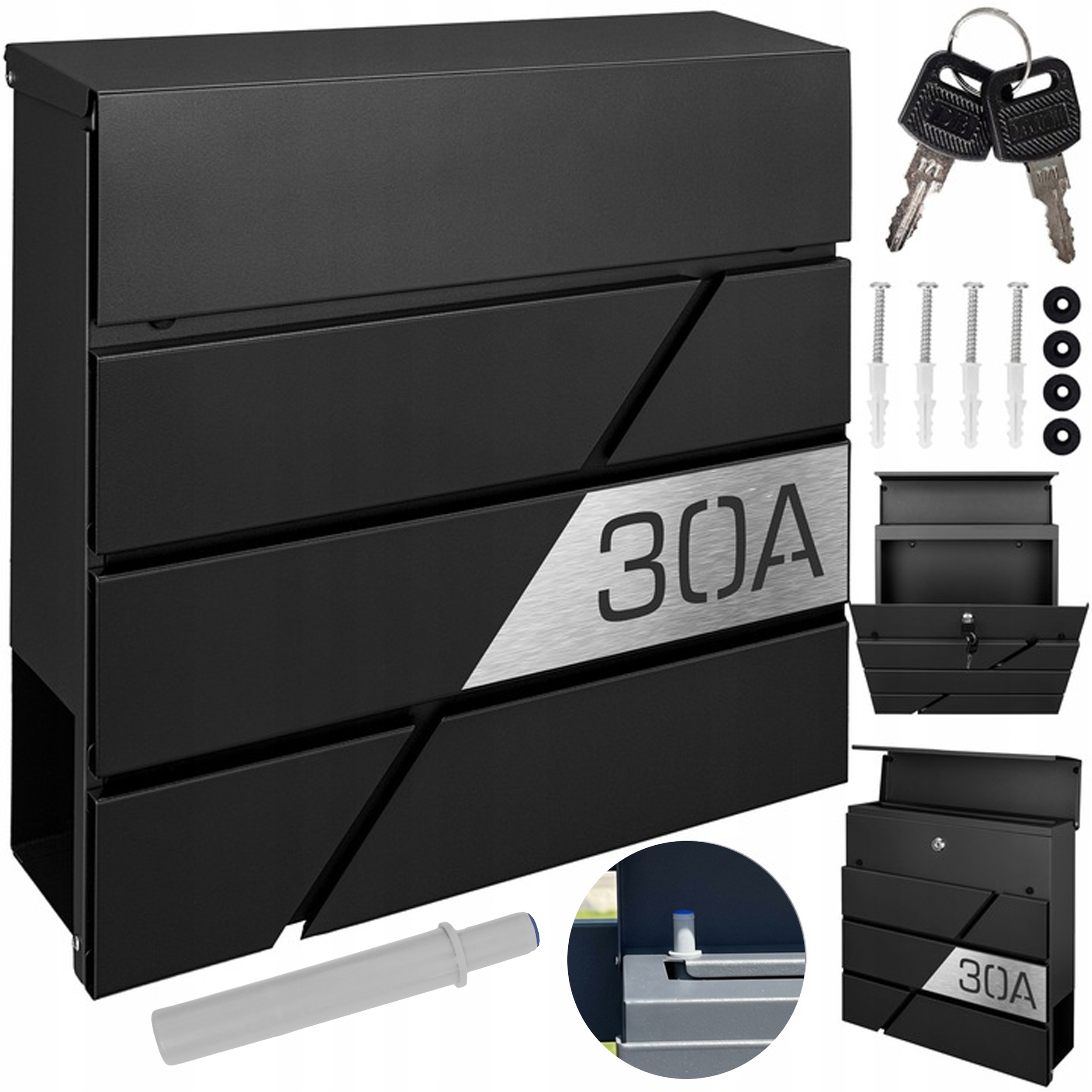 Černá Schránka Na Poštu Štítek S Číslem