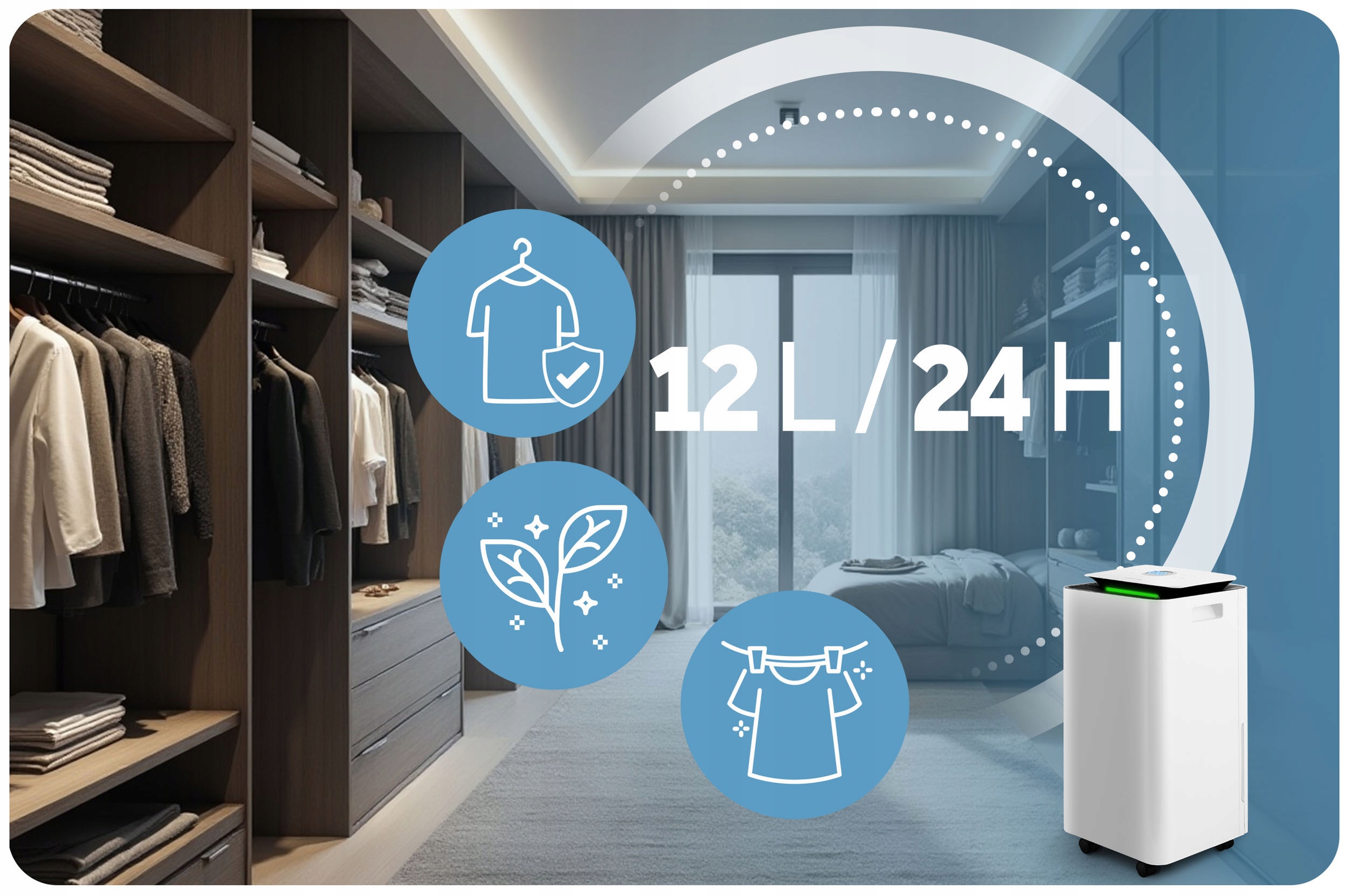 KOMPRESORSKI ODVLAŽIVAČ ZRAKA APSORBTOR VLAGE 12l/24h HIGROSTAT TAJMER Berdsen marka