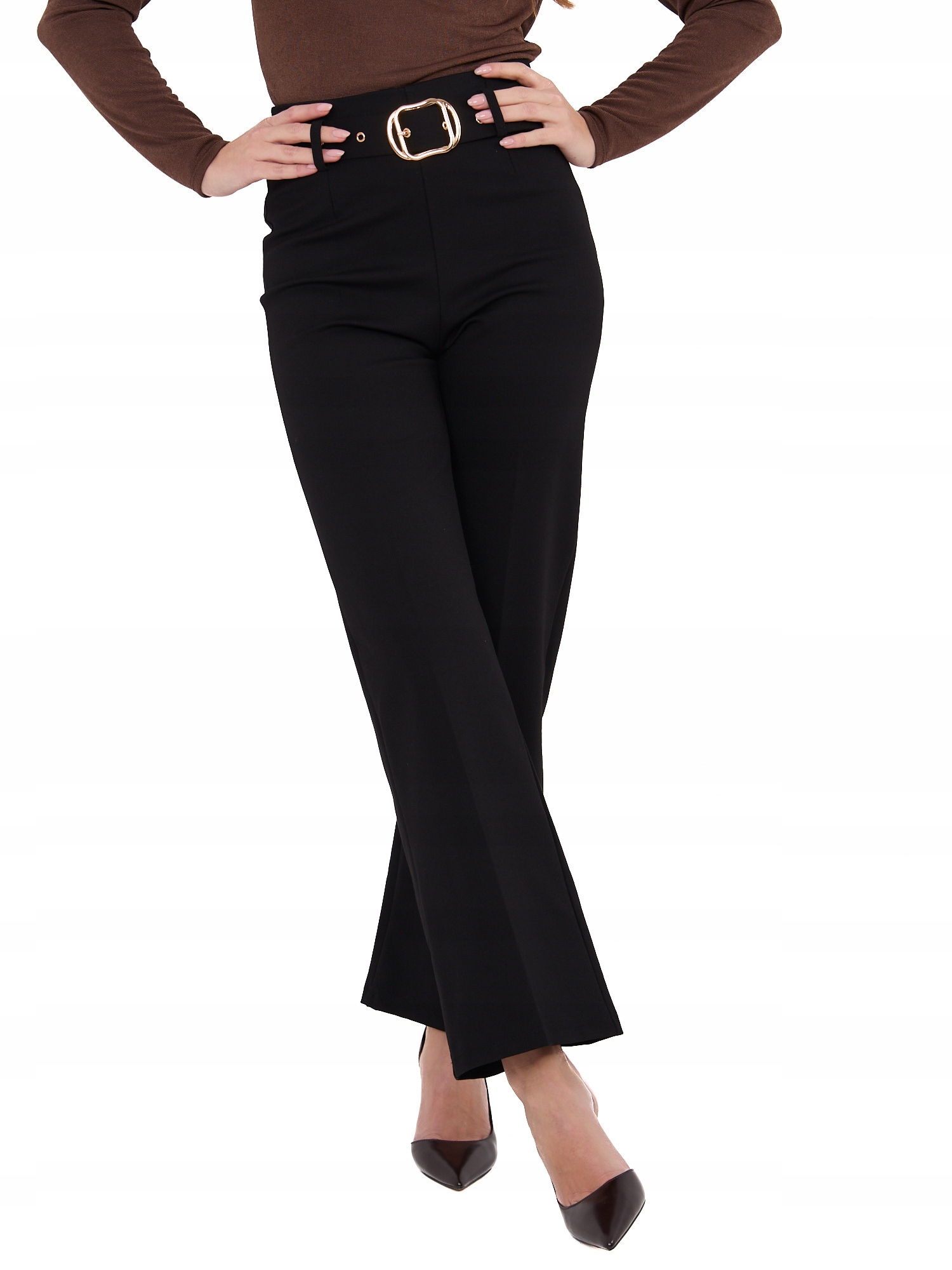 Spodnie Damskie Materiałowe z lekko rozszerzaną nogawką