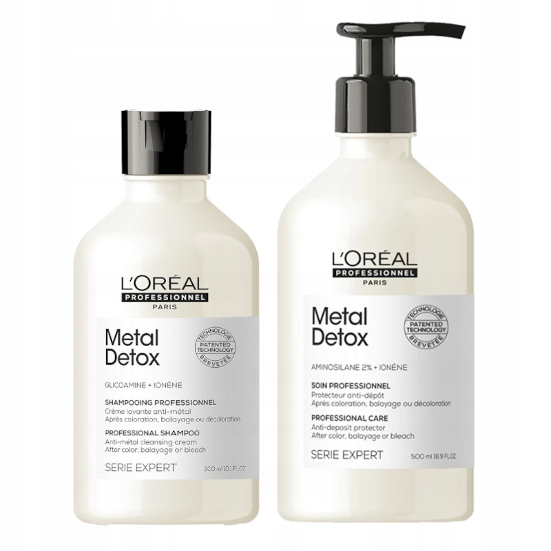 Loreal Metal Detox šampon 300 ml kúra 500 ml sada barvené vlasy