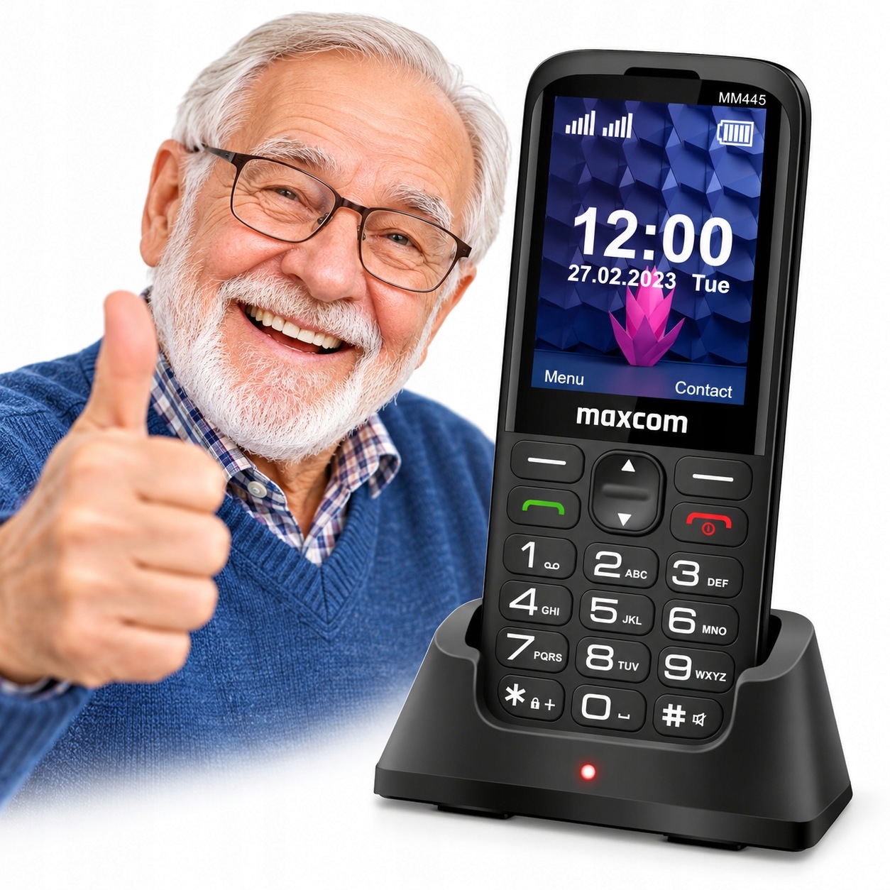 Telefon Maxcom MM445 L dla Seniora Sos 4G Lte Duże Klawisze Stacja Biurkowa