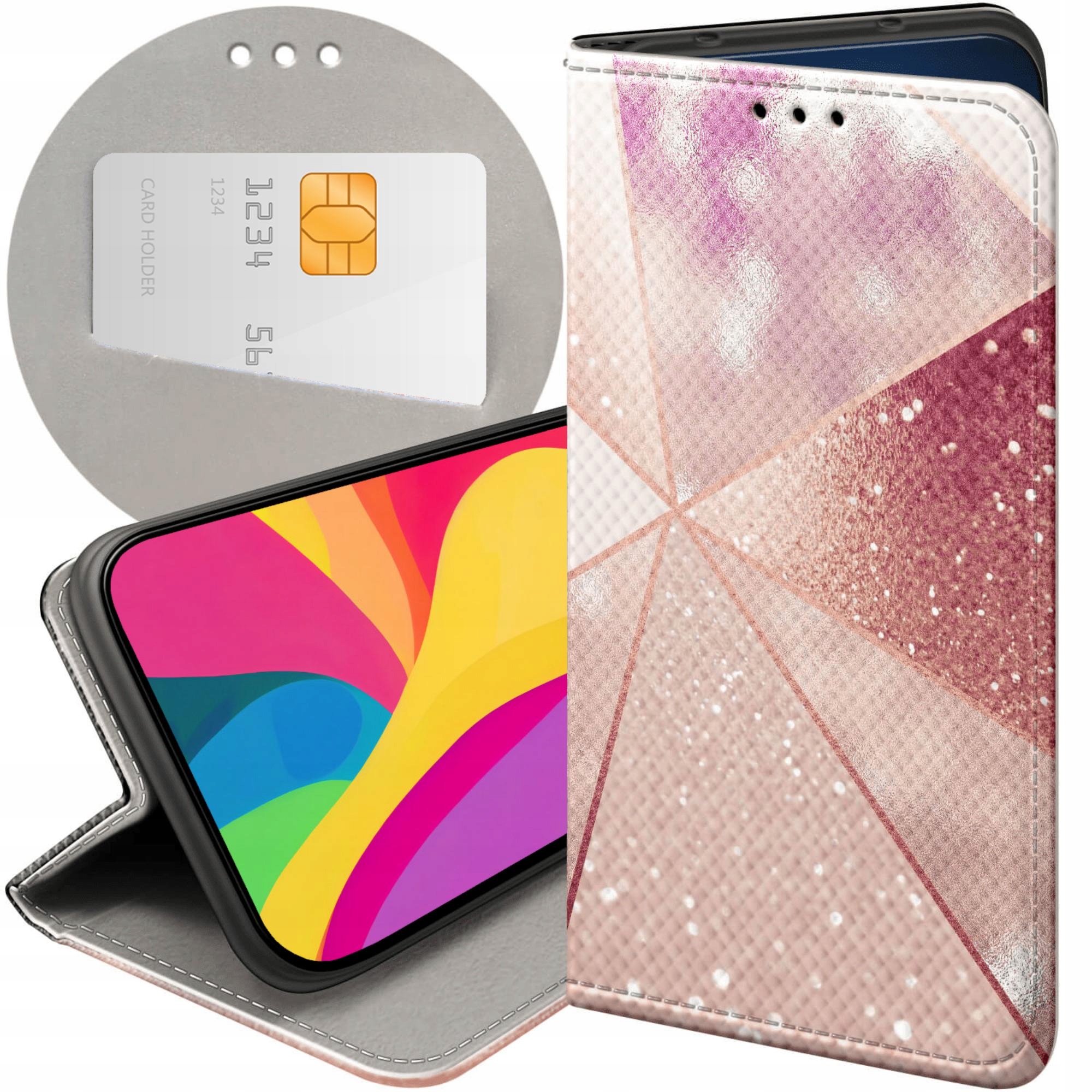 Etui Z Klapką Do Xiaomi Redmi Note 9T Różowe Złoto Róż Futerał Case