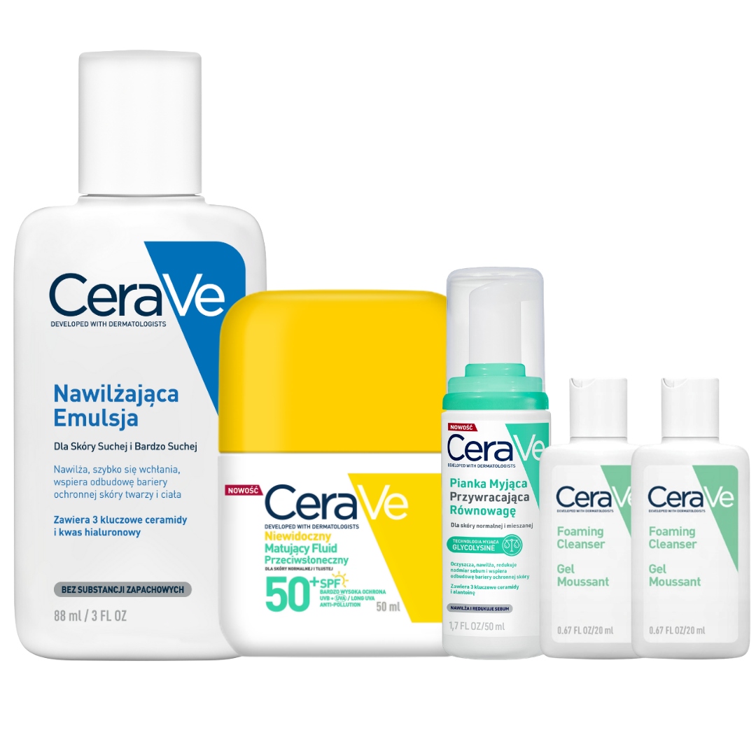 Zestaw CeraVe Fluid Przeciwsłoneczny Spf 50 Emulsja Nawilżająca 88ml