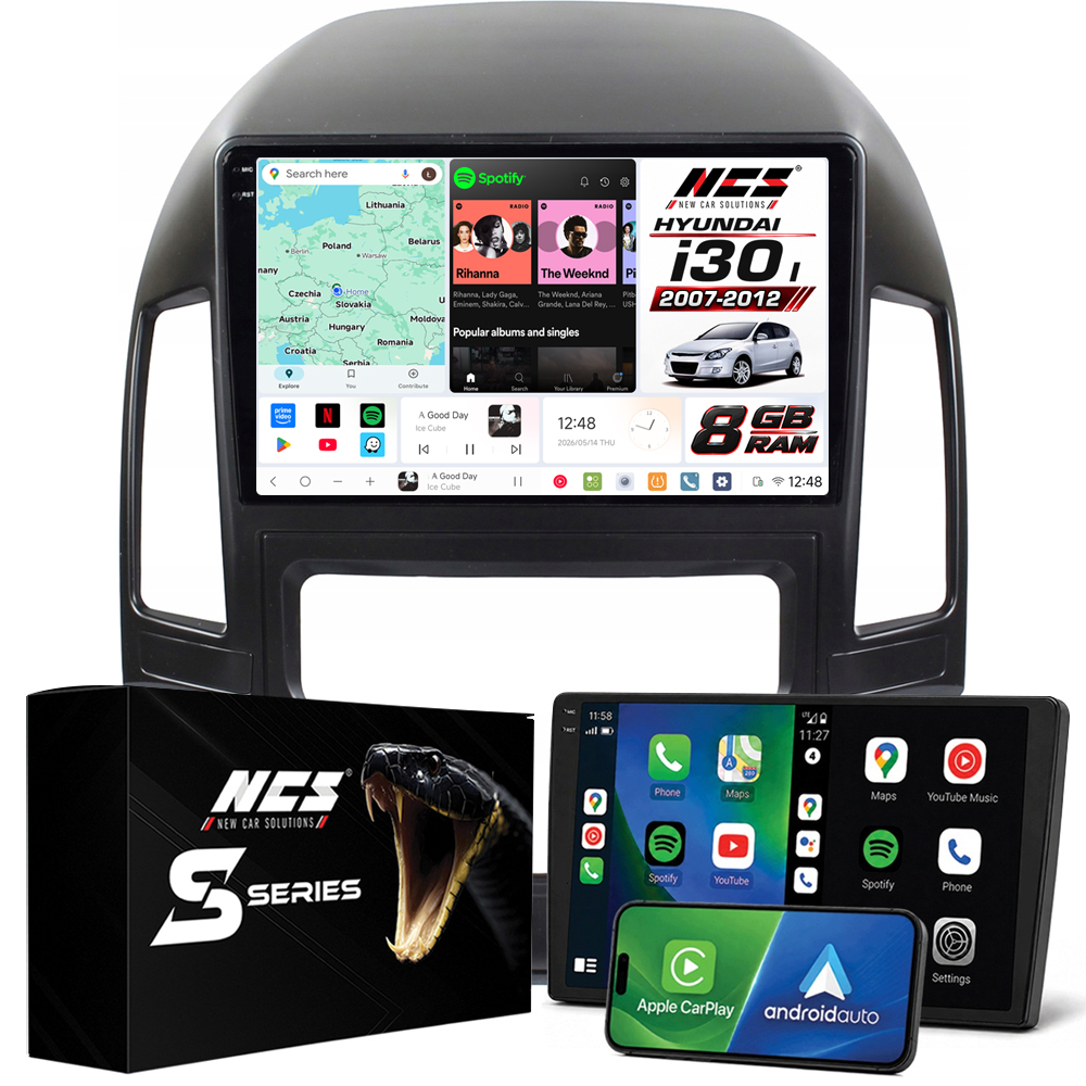 Rádio Navigace Ncs DS9 Hyundai i30 I 2007-2012 Manuál Android 8GB Lte 9″