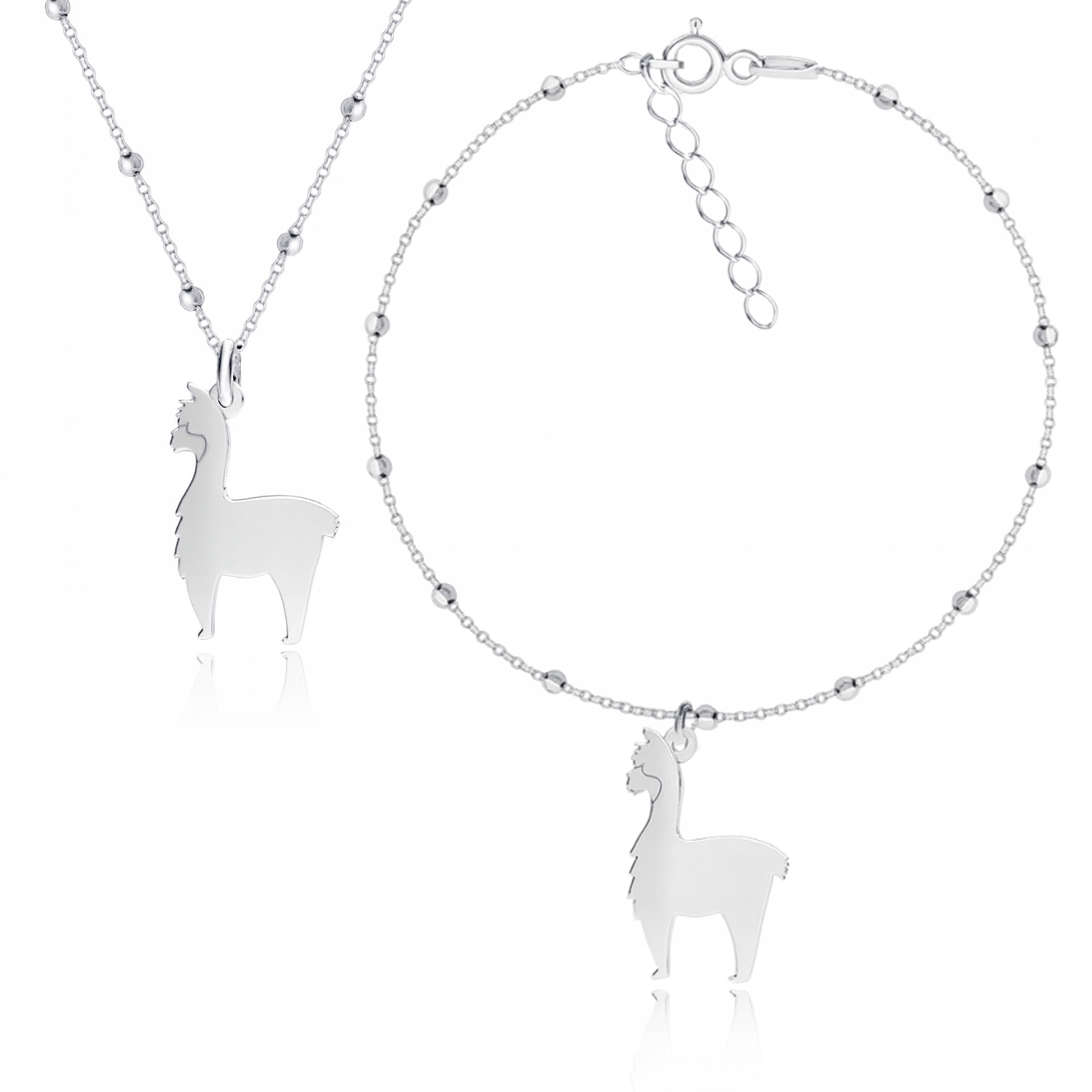 Alpaka alpaky lama stříbrný kuličkový komplet šperků stříbro 925