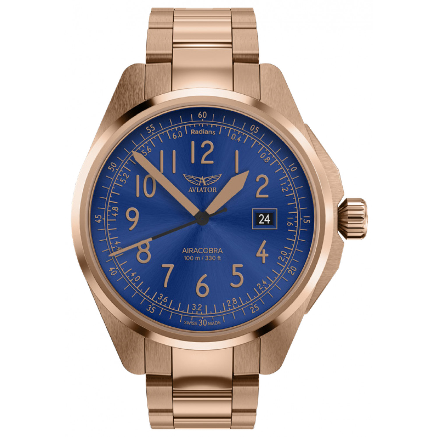 Zegarek Męski Aviator V.1.38.2.326.5 różowe złoto bransoleta