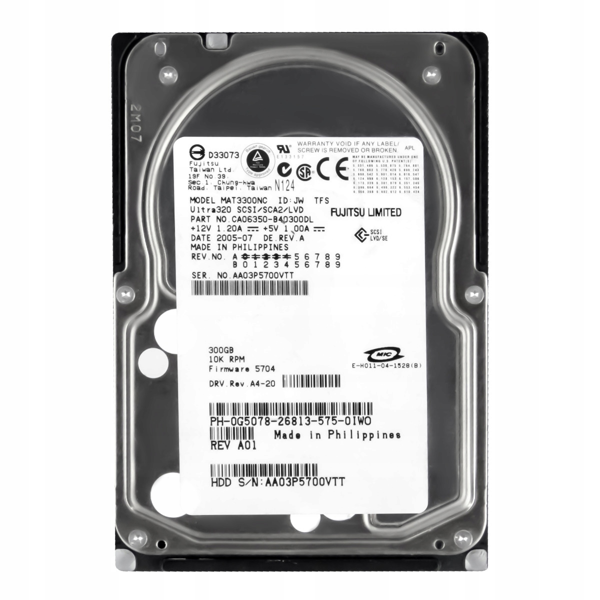 Dell 0G5078 300GB 10K 8MB Scsi U320 3.5'' MAT3300NC