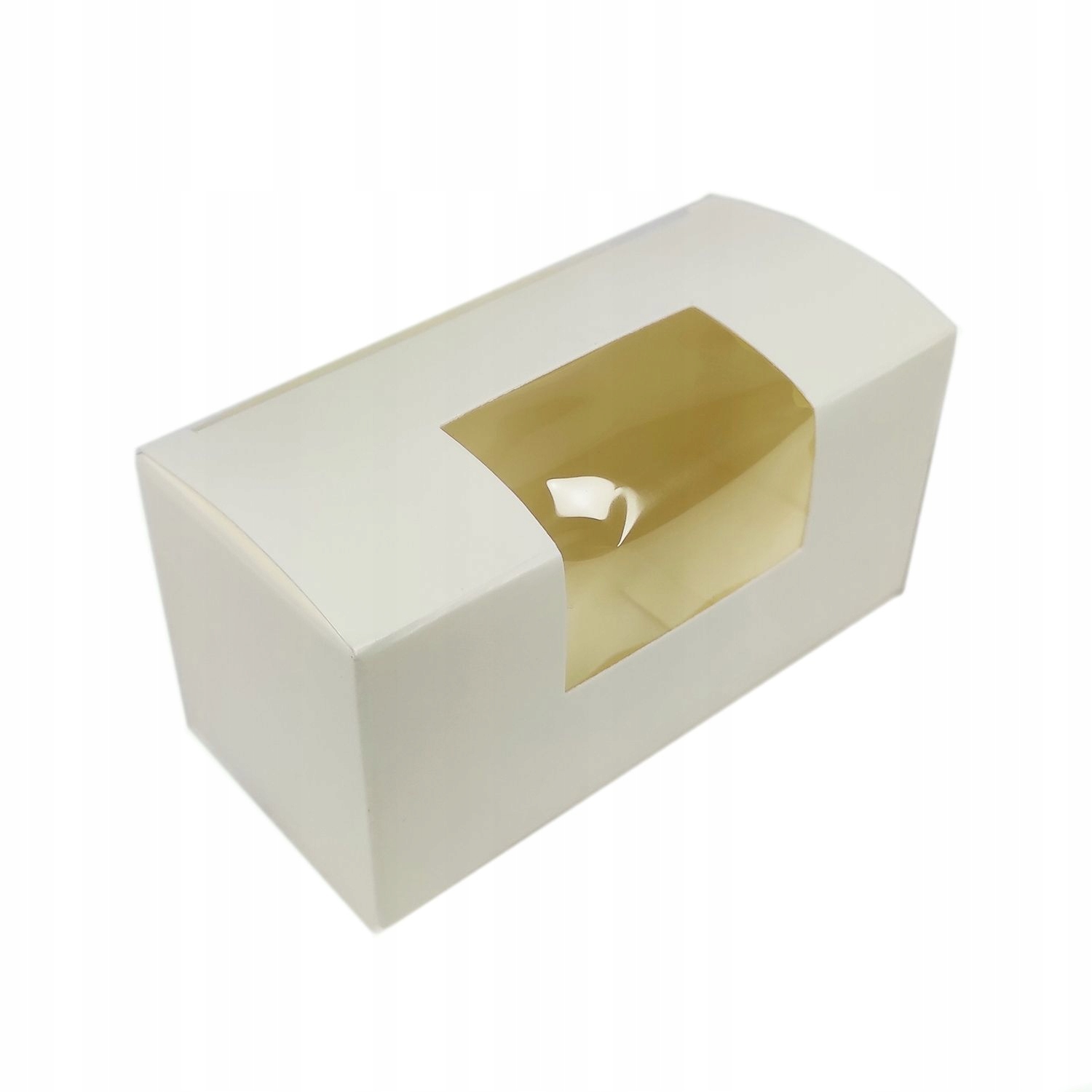 

Pudełko na makaroniki z oknem białe, 10 cm
