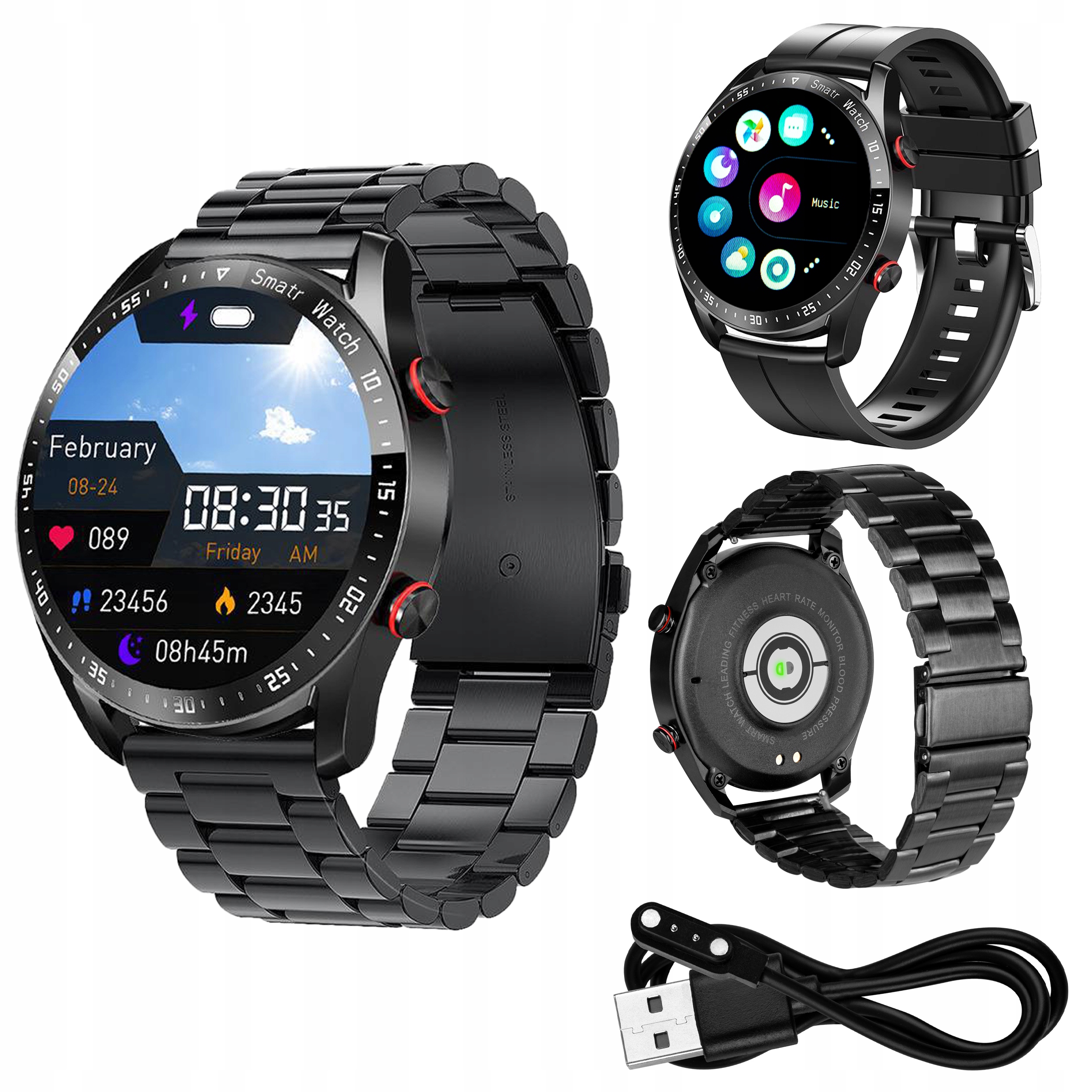 SMARTWATCH ZEGAREK MĘSKI WODOODPORNY ROZMOWY TĘTNO SATURACJA EKG SPORT PL Model inny