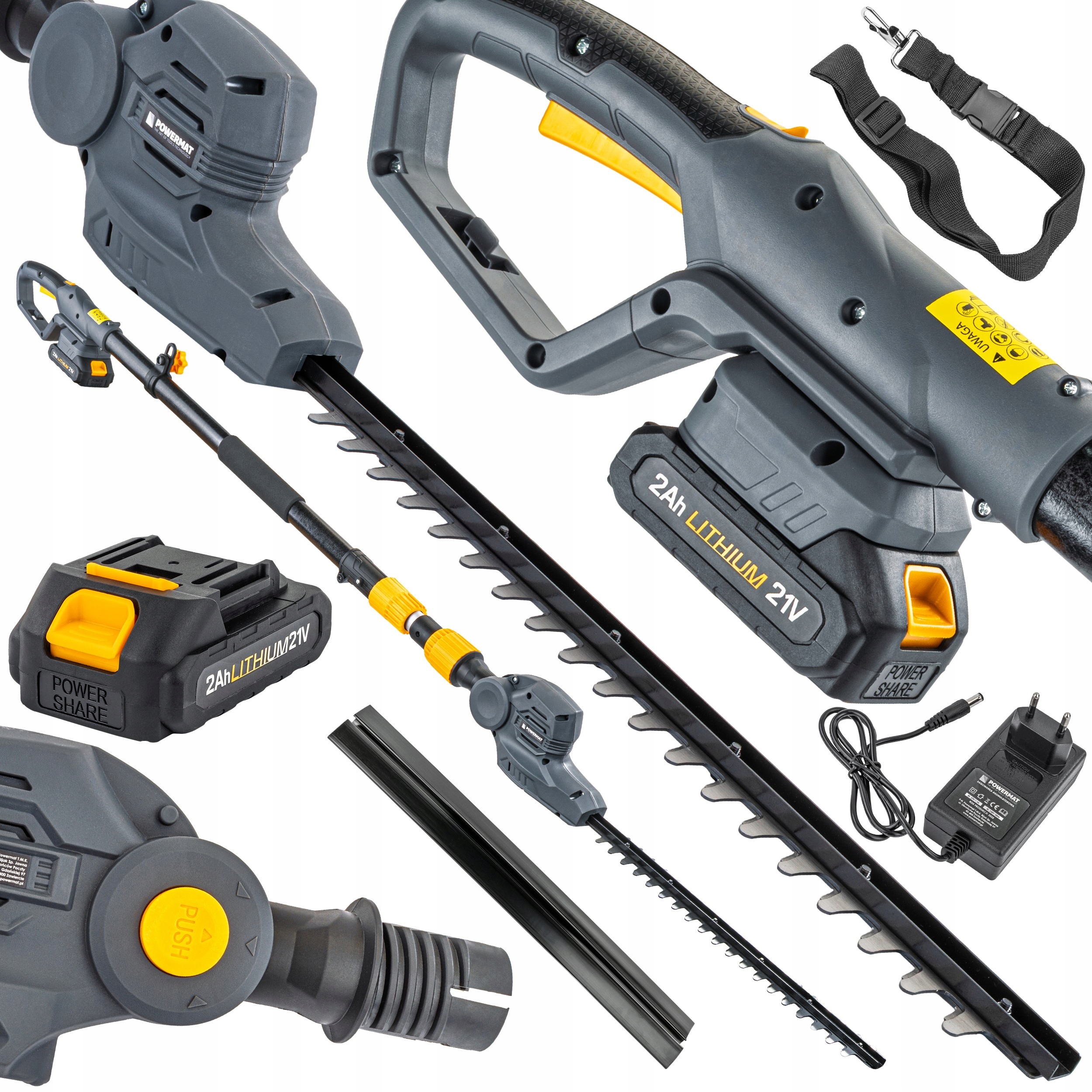 Akumulátorové Nůžky Na Živý Plot S Výložníkem 277 CM 21V 2AH Powershare