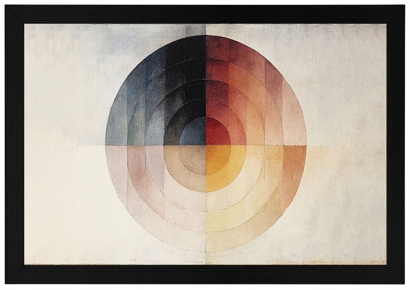 Rámeček Plakát , Dřevo, Grafika, Abstrakce, Bauhaus, Kruh, Geometrie, 60x40