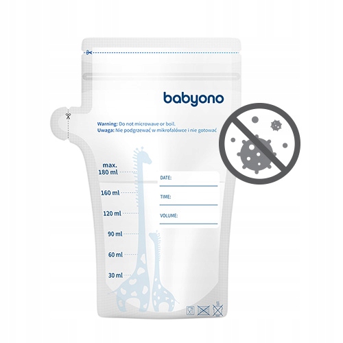 BABYONO WORECZKI DO PRZECHOWYWANIA MROŻENIA POKARMU 180ml 30szt 1084 Pojemność 180 ml