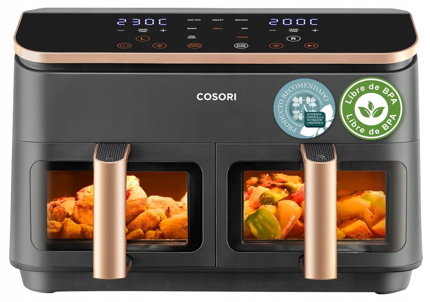 COSORI Frytkownica Beztłuszczowa 2 Komory 6w1 8.5L Złota Energooszczędna — miniatura 7