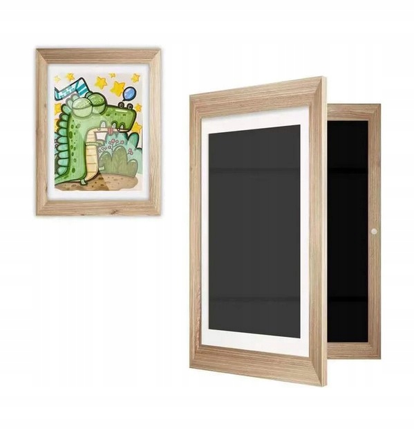 RAMKA ARTYSTYCZNA OTWIERANA NA OBRAZKI RYSUNKI ZDJĘCIA DLA DZIECI DREWNIANA