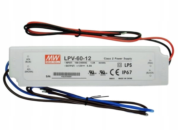 Zasilacz LED 12V 60W 5A Mean Well LPV-60-12 IP67