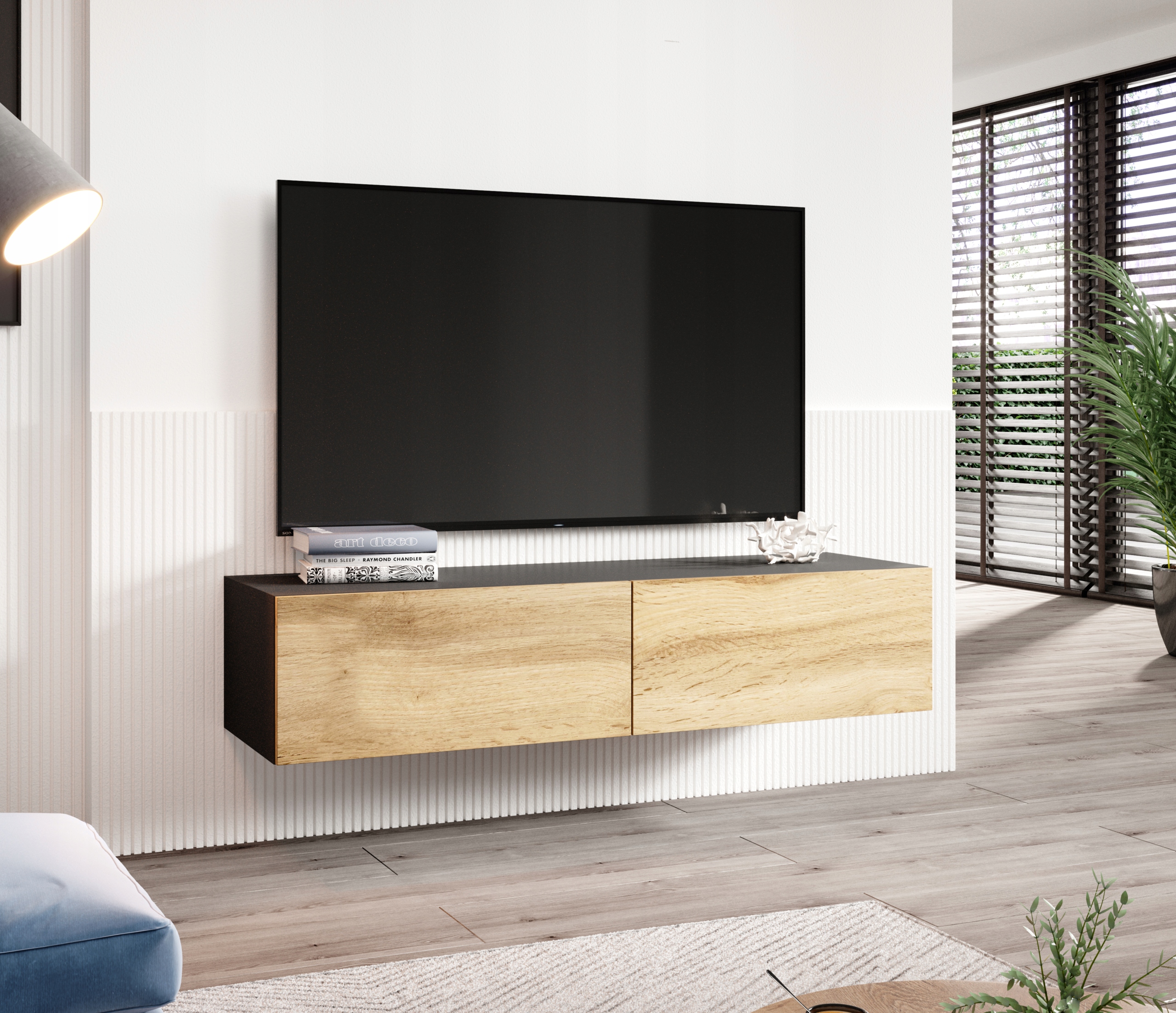 Szafka RTV VIGO 140 cm czarny/ wotan- Cama Meble Kod producenta VI-RTV140CM