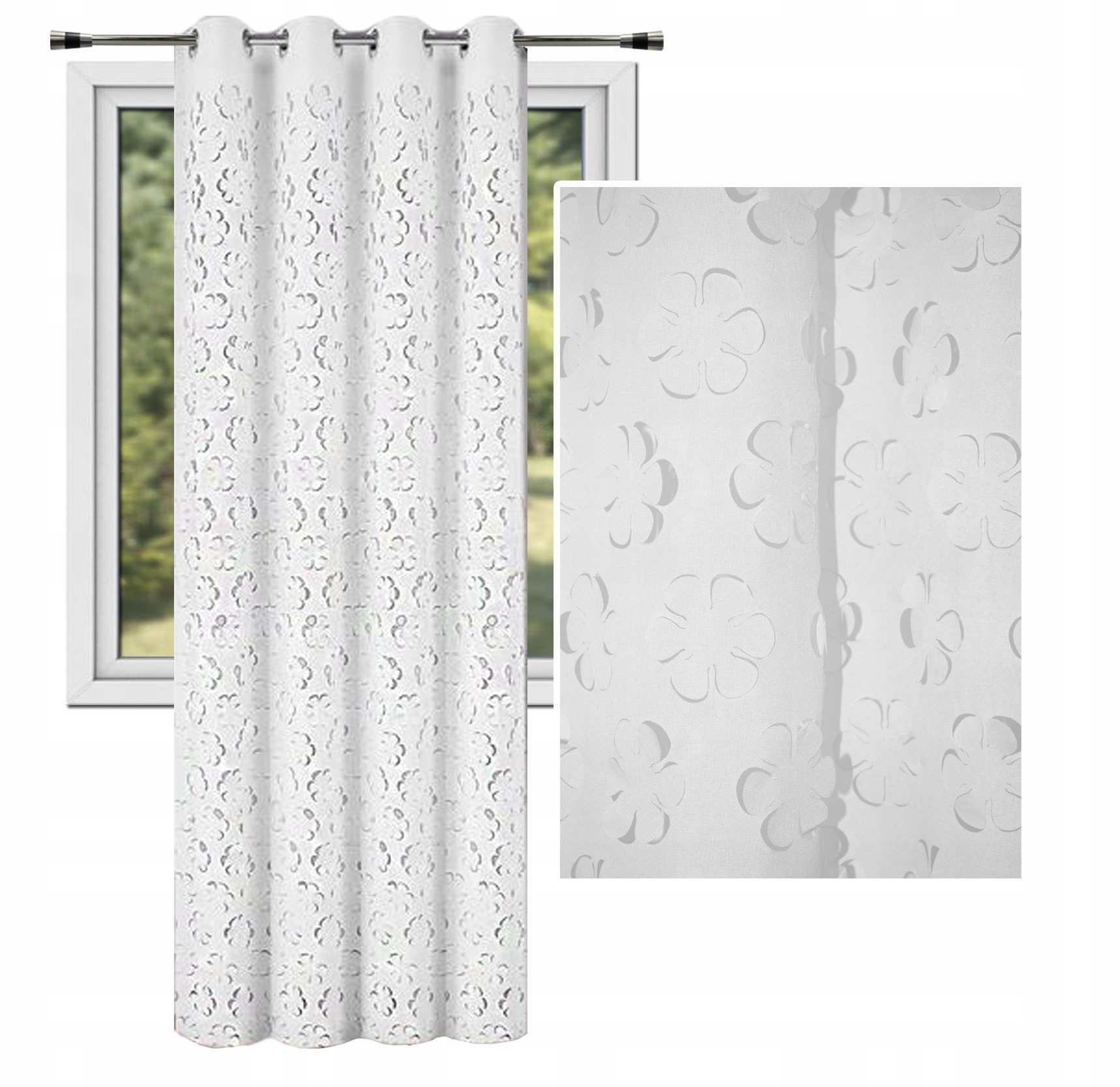 GOTOWE ZASŁONY 3D wycinane KWIATY 145x250 MATOWE