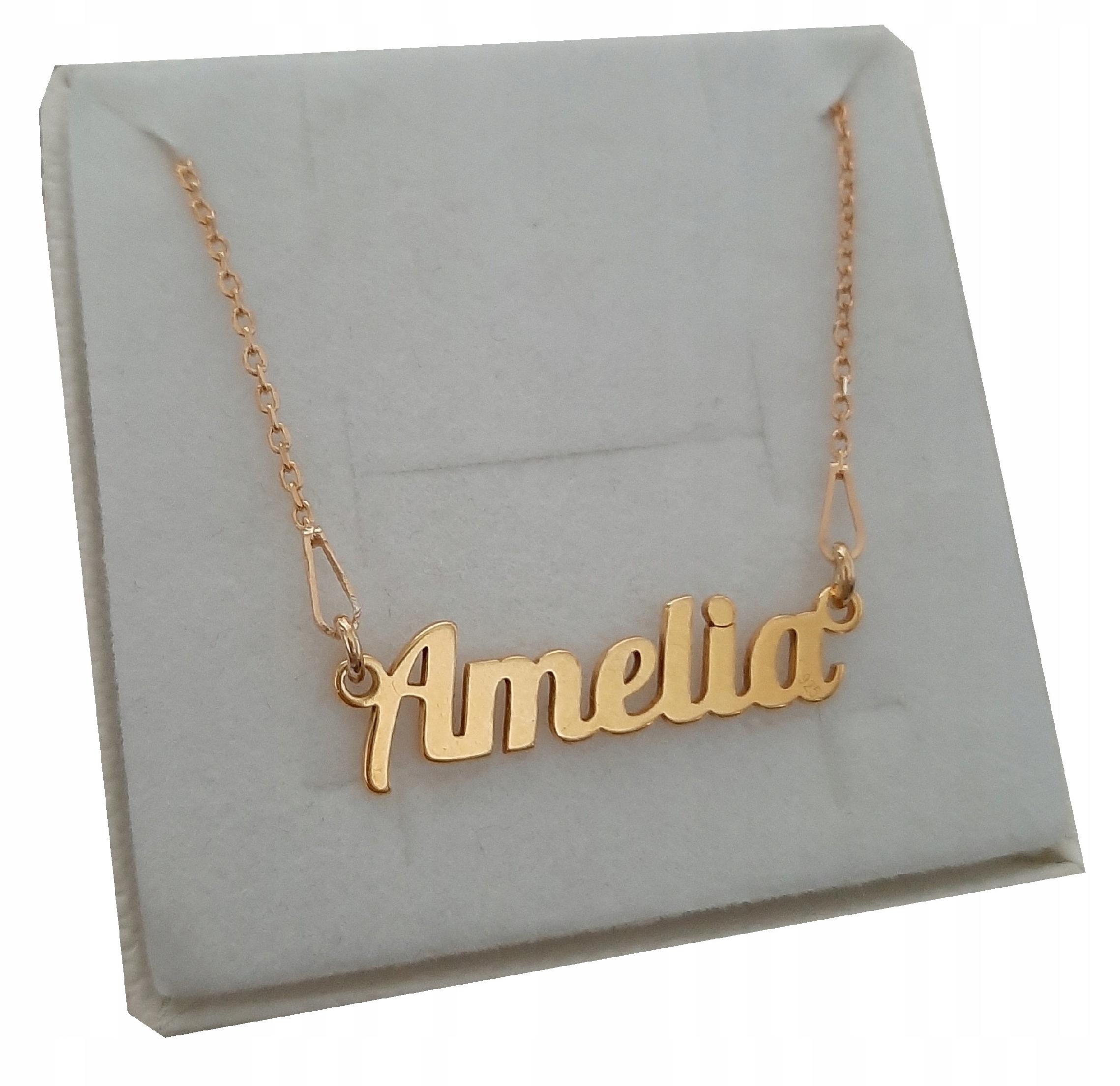 

Złoty łańcuszek z imieniem imię Amelia srebro 925