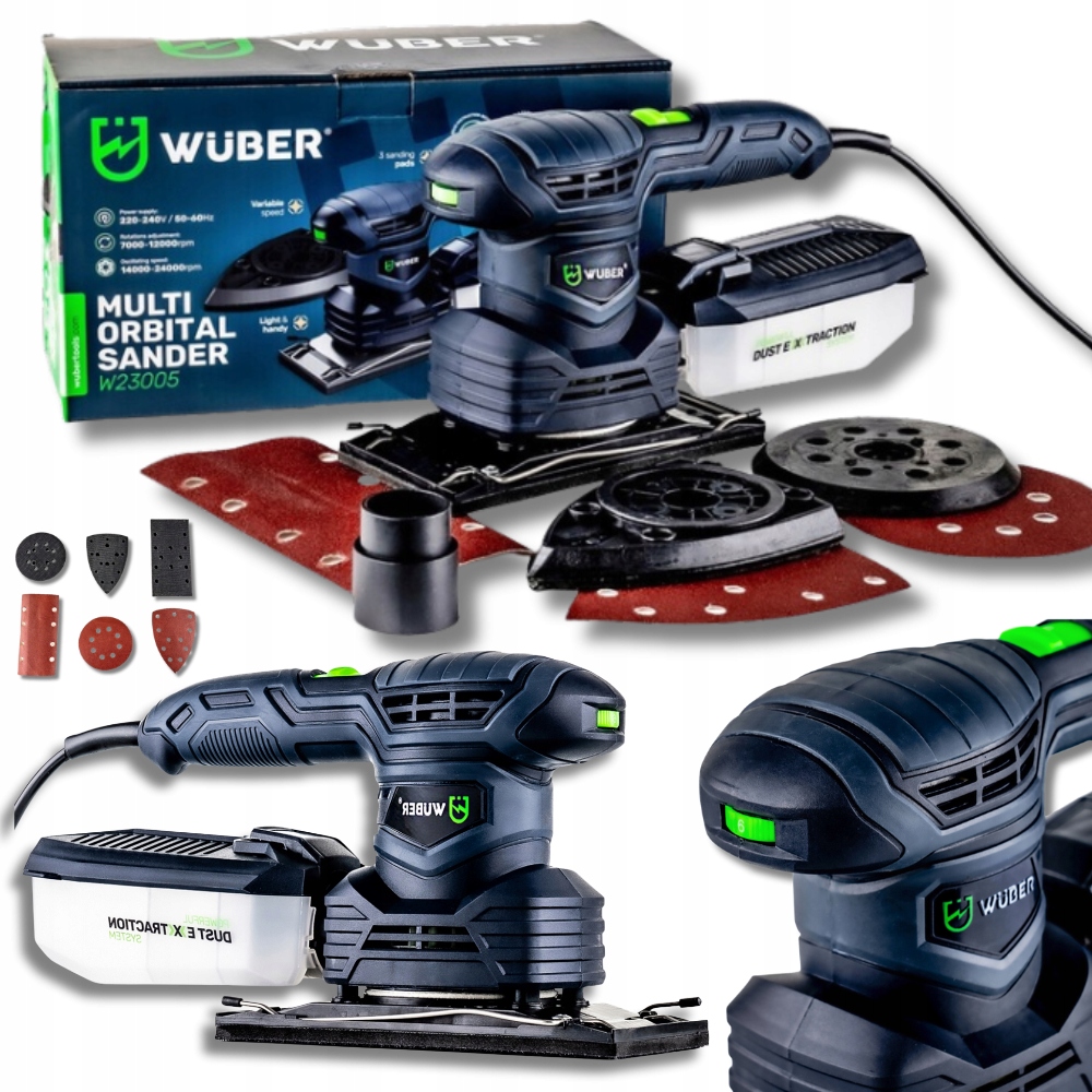 Elektrická Excentrická Bruska s regulací, Set 3v1 1300W