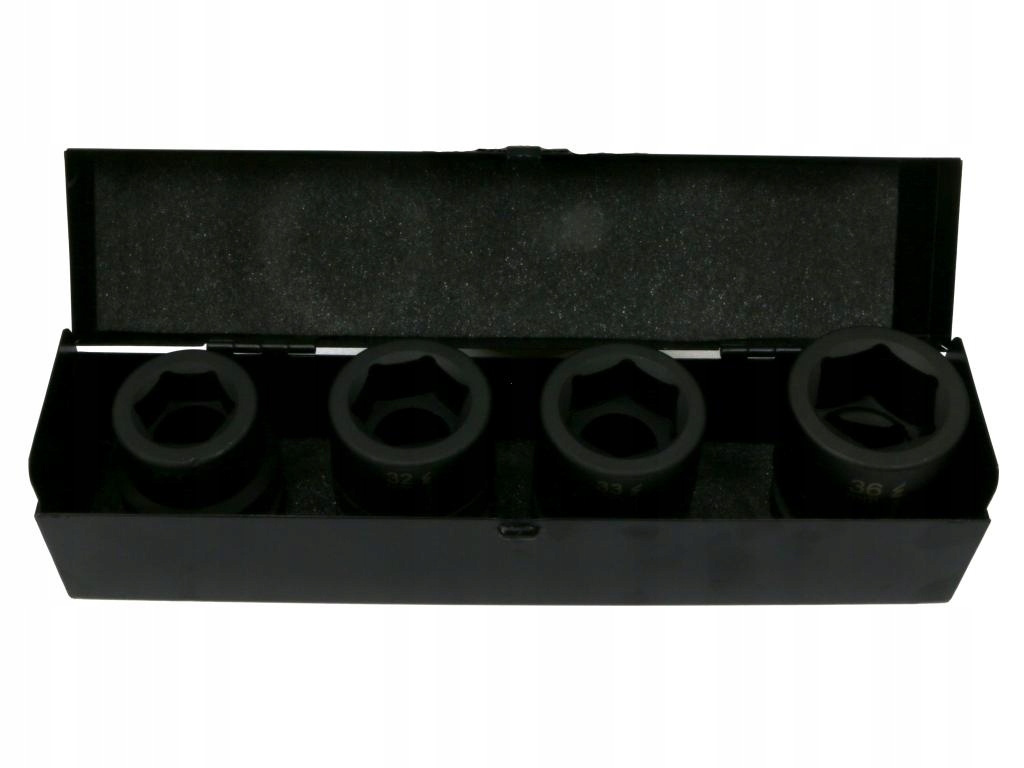 Sada nástrčiek rázových hlavíc 1" 4 ks, 27, 32, 33, 36 mm, z CrMo ocele, Din 31