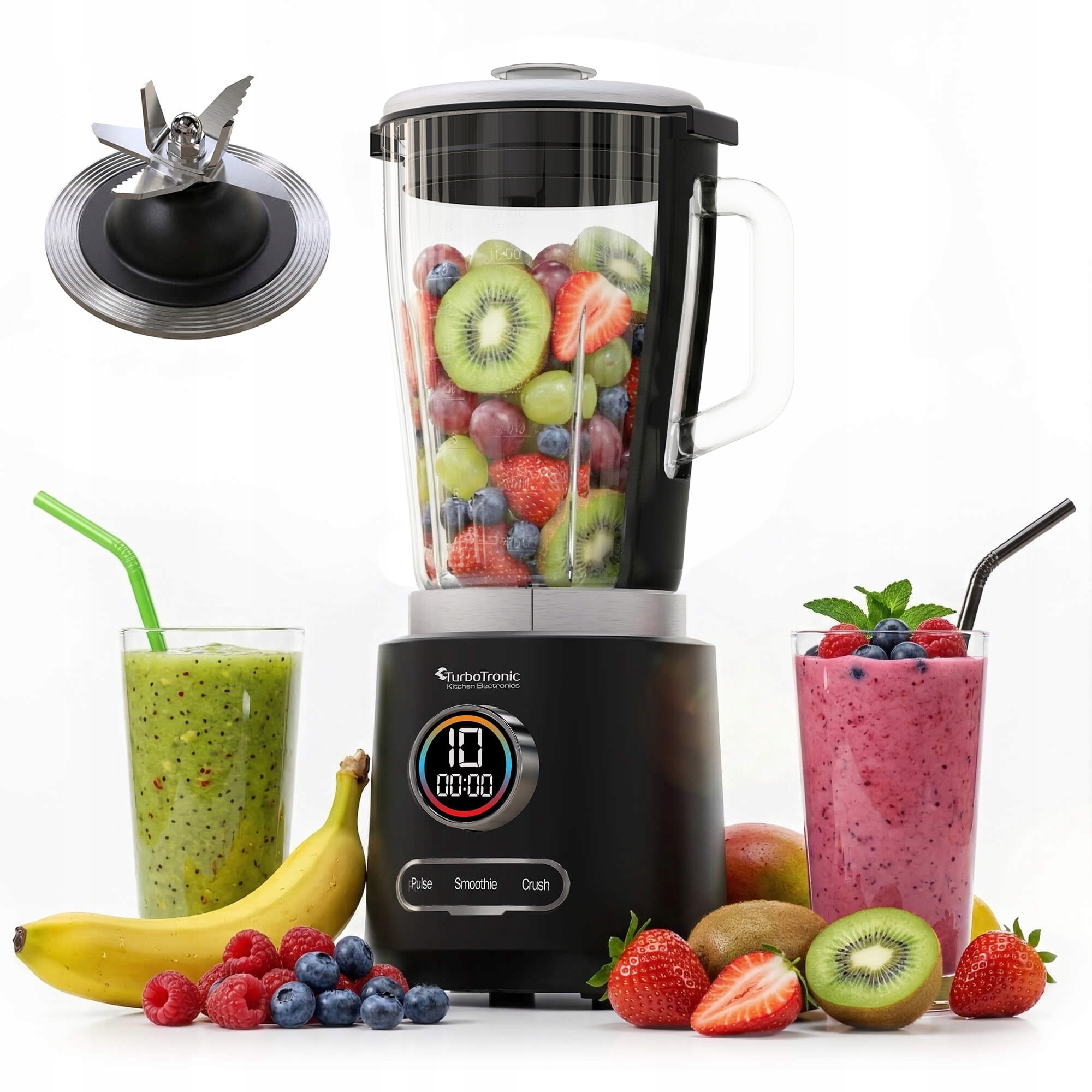 Wysokoobrotowy Blender Kielichowy 2L 2100W 25000obr Do Koktajli Mocny Cichy