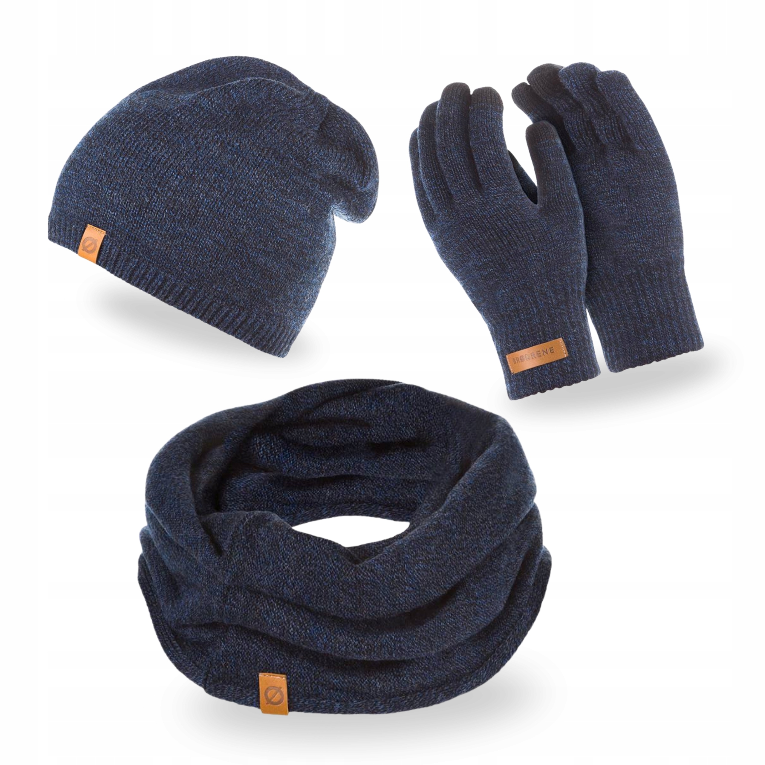 Pánský set Čepice Šmoulinka Nákrčník Dotykové rukavice Brodrene Tmavě modrá
