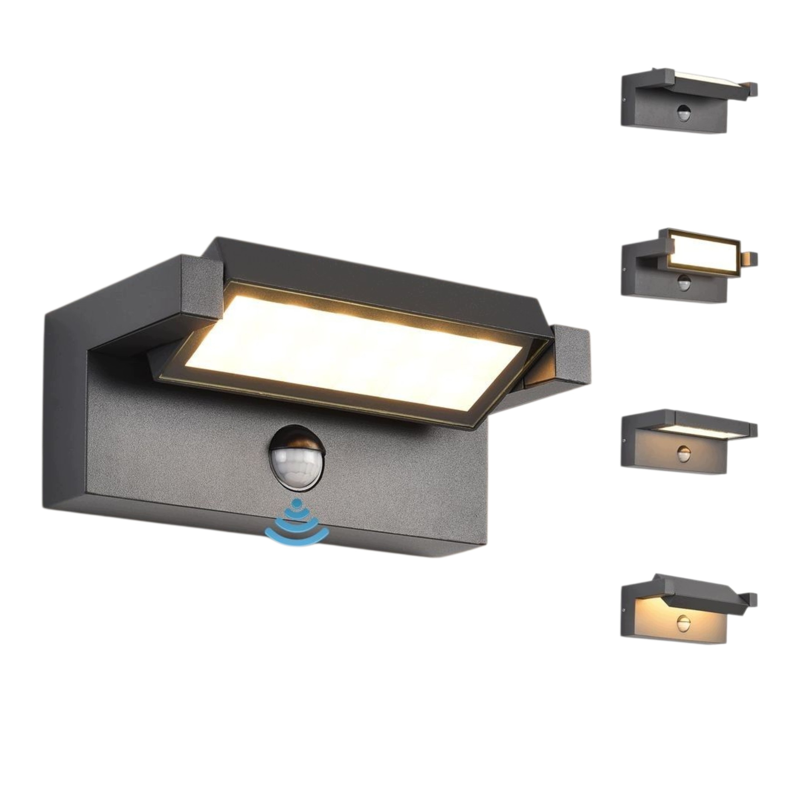 Venkovní Led nástěnné svítidlo 22W IP65 Snímač pohybu 3000K 1800 lm Tmavě šedá