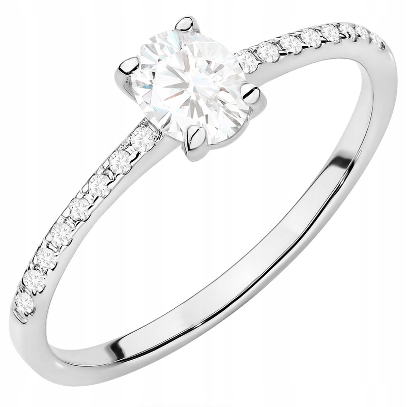 Złoty Pierścionek Zaręczynowy pr. 585 14k Wysadzany Brylantami 0,38ct