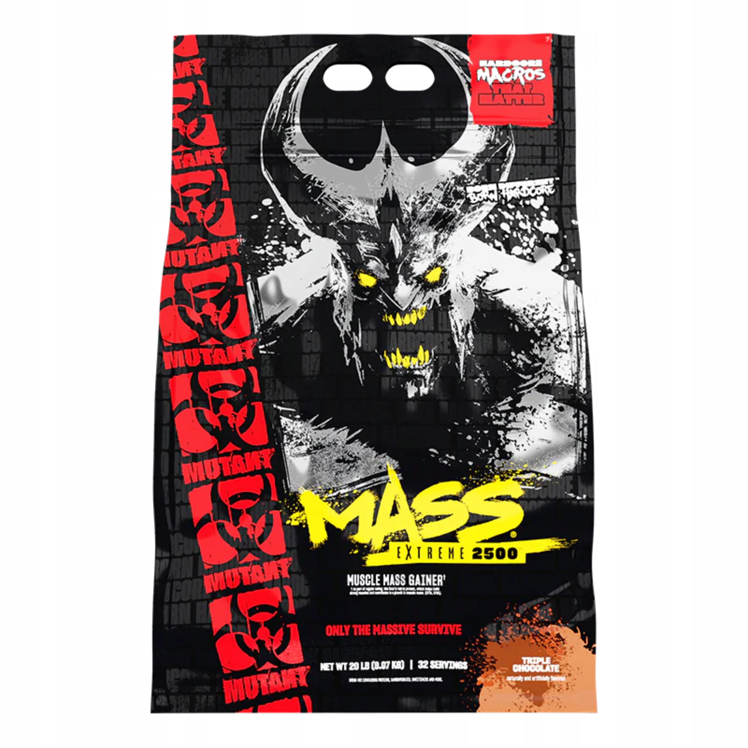 Gainer Mutant Mass XXXtreme 9 kg Čokoláda Svalová hmota Bílkoviny 30 g Bcaa